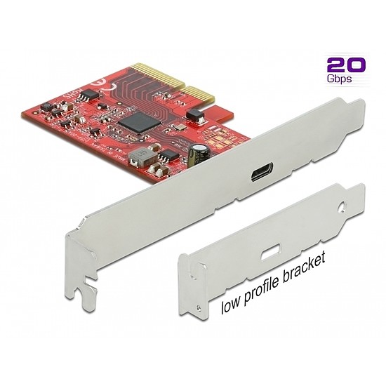 Delock PCI Express x4 Kártya - 1 x külső SuperSpeed USB 20 Gbps (USB 3.2 Gen 2x2) USB Type-C hüvely (89035)