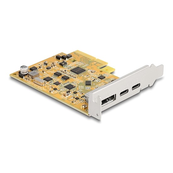 Delock PCI Express x4-kártya - 1 x külső, USB Type-C 10 Gbps-es csatlakozóhüvely + 1 x külső, USB Type-C 10 Gbps-es csatlakozóhüvely