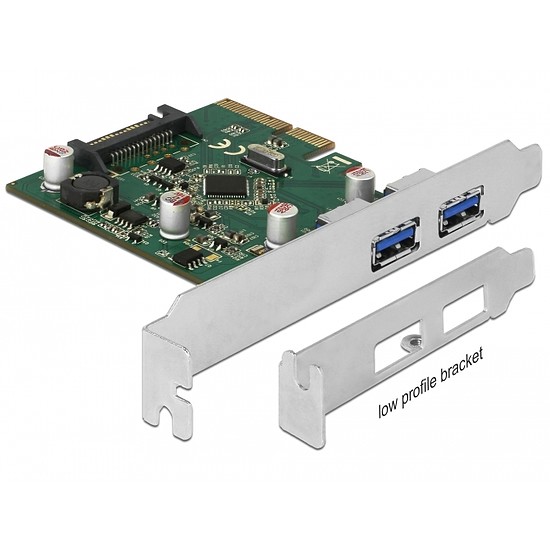 Delock PCI Express x4 kártya - 2 x külső USB 3.1 Gen 2 A-típusú hüvely (90298)