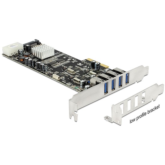 Delock PCI Express x4 Kártya > 4 x Külső USB 3.0 Quad Channel (89365)