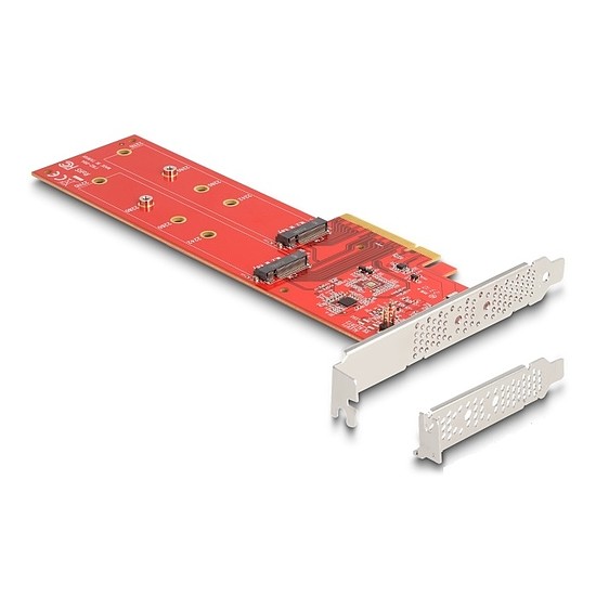 Delock PCI Express x8 kártya - 2 x belső NVMe M.2 Key M 110 mm - elágazás - alacsony profilú