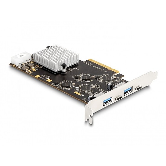 Delock PCI Express x8 kártya 2 x USB 20 Gbps USB Type-C anya és 2 x A-típusú USB 5 Gbps anyával - Quad Channel