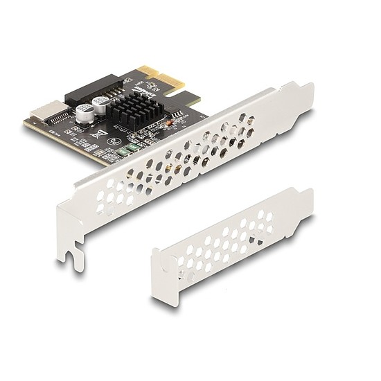 Delock PCI expressz x1 kártya - 1 x belső USB 5 Gbps Type-E Key A and 1 x 19 pin USB pin header male - alacsony profilú formatényező