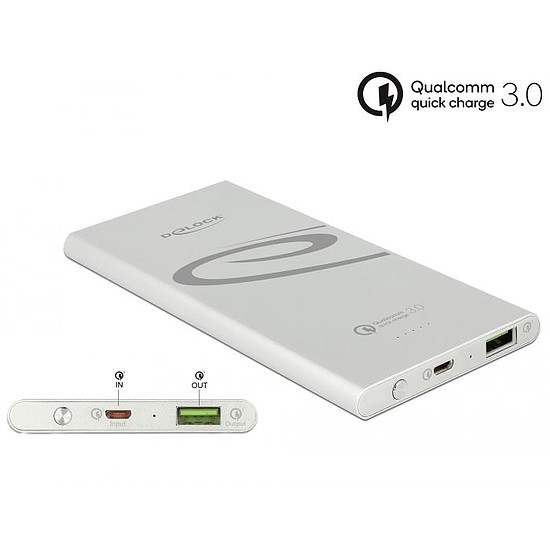 Delock power bank 5000 mAh 1 x USB A-típusú a Qualcomm Quick Charge 3.0 technológiával (41503)