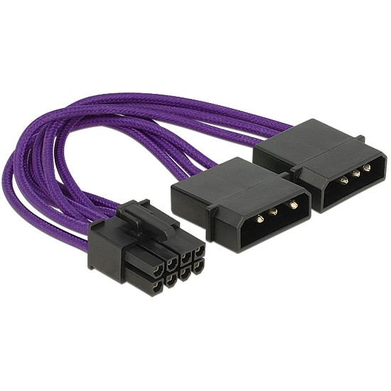 Delock Power Cable PCI Express 8 pin male > 2 x 4 pin male textile shielding purple (83705)