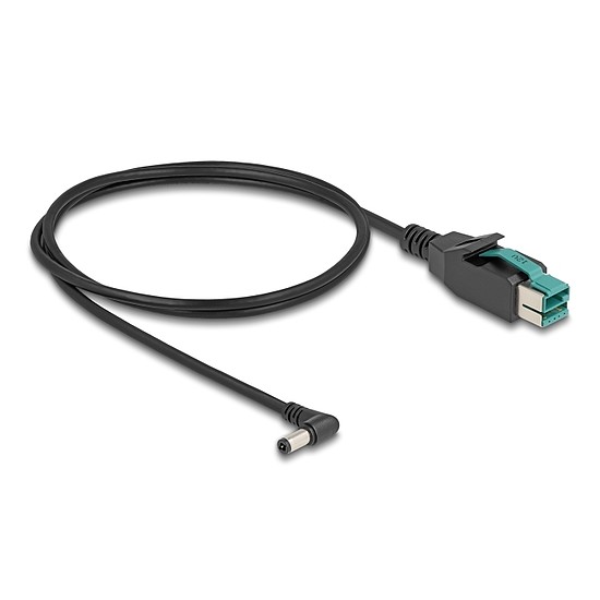 Delock PoweredUSB kábel apa 12 V - DC 5,5 x 2,5 mm apa ívelt 1 m
