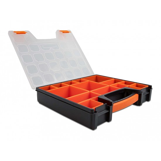 Delock Rendező doboz 14 egységgel, 312 x 272 x 60 mm méretben, narancs és fekete (18420)