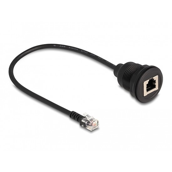 Delock RJ12 kábel apa - RJ12 anya beszereléshez 30 cm, fekete