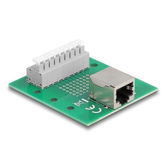 Delock RJ45 anya - Terminal block nyomógombbal DIN sínhez (66992)