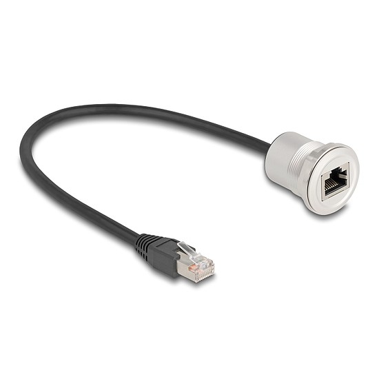 Delock RJ45 beépített anya kábelcsatlakozóval Cat.5e STP 30 cm, alumínium
