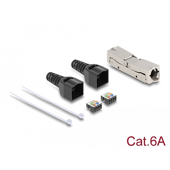 Delock RJ45 csatoló LSA-LSA húzásmentesítővel, Cat.6A szerszám nélkül (87064)