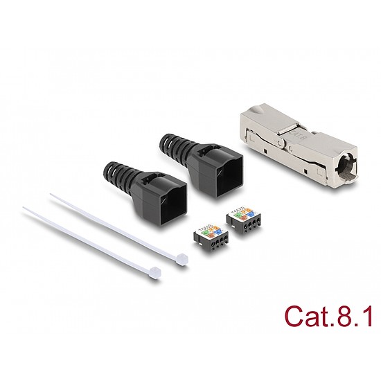 Delock RJ45 csatoló LSA-LSA húzásmentesítővel, Cat.8.1 szerszámmentes (87096)