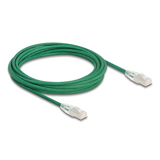 Delock RJ45 hálózati kábel Cable Cat.6A apa apa hajlított csatlakozóval U/FTP Slim 5 m, zöld