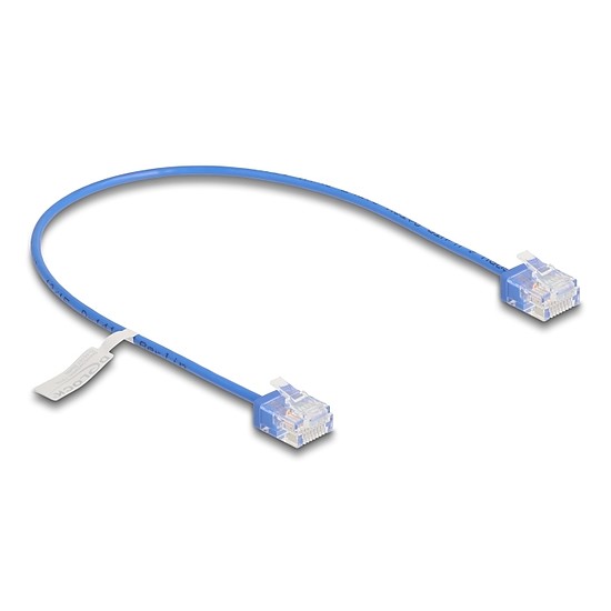 Delock RJ45 hálózati kábel Cat.6 UTP ultravékony 0,3 m kék rövid csatlakoztatókkal