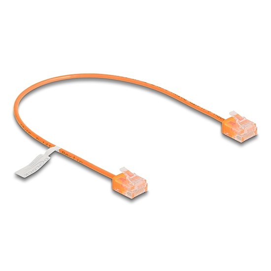 Delock RJ45 hálózati kábel Cat.6 UTP ultravékony 0,3 m narancssárga rövid csatlakoztatókkal