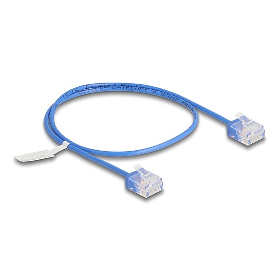 Delock RJ45 hálózati kábel Cat.6 UTP ultravékony 0,5 m kék rövid csatlakoztatókkal