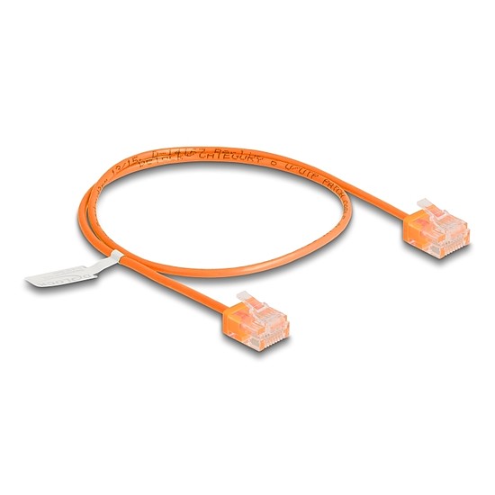 Delock RJ45 hálózati kábel Cat.6 UTP ultravékony 0,5 m narancssárga rövid csatlakoztatókkal