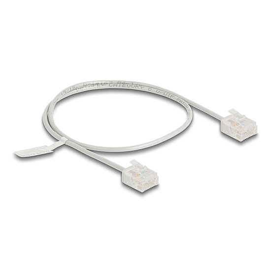 Delock RJ45 hálózati kábel Cat.6 UTP ultravékony 0,5 m szürke rövid csatlakoztatókkal