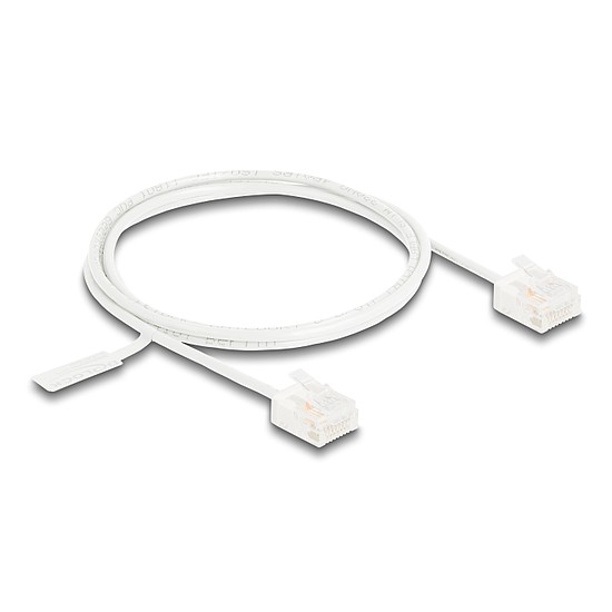 Delock RJ45 hálózati kábel Cat.6 UTP ultravékony 1 m fehér rövid csatlakoztatókkal