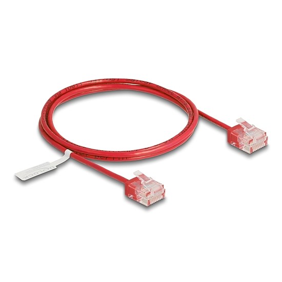 Delock RJ45 hálózati kábel Cat.6 UTP ultravékony 1 m piros rövid csatlakoztatókkal