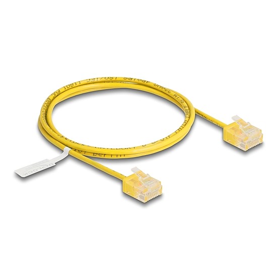 Delock RJ45 hálózati kábel Cat.6 UTP ultravékony 1 m sárga rövid csatlakoztatókkal