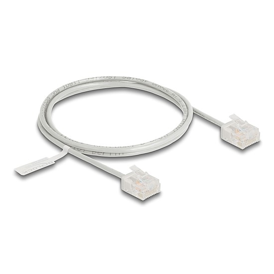 Delock RJ45 hálózati kábel Cat.6 UTP ultravékony 1 m szürke rövid csatlakoztatókkal