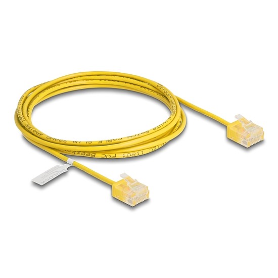 Delock RJ45 hálózati kábel Cat.6 UTP ultravékony 2 m sárga rövid csatlakoztatókkal