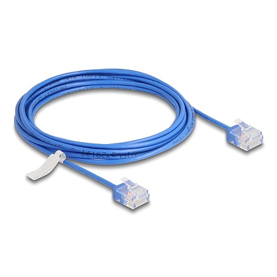 Delock RJ45 hálózati kábel Cat.6 UTP ultravékony 3 m kék rövid csatlakoztatókkal