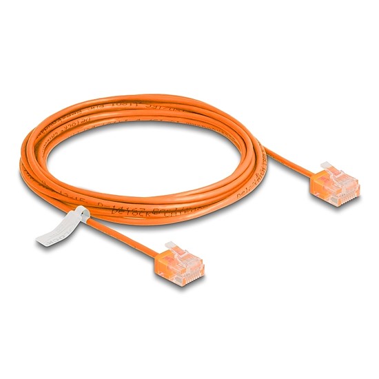 Delock RJ45 hálózati kábel Cat.6 UTP ultravékony 3 m narancssárga rövid csatlakoztatókkal