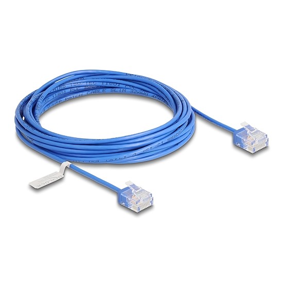 Delock RJ45 hálózati kábel Cat.6 UTP ultravékony 5 m kék rövid csatlakoztatókkal