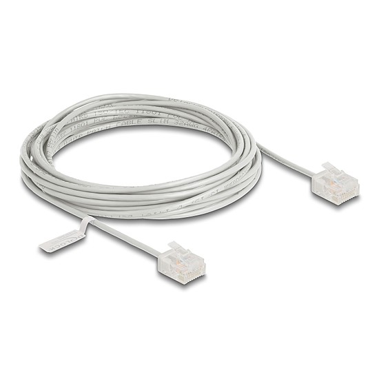 Delock RJ45 hálózati kábel Cat.6 UTP ultravékony 5 m szürke rövid csatlakoztatókkal