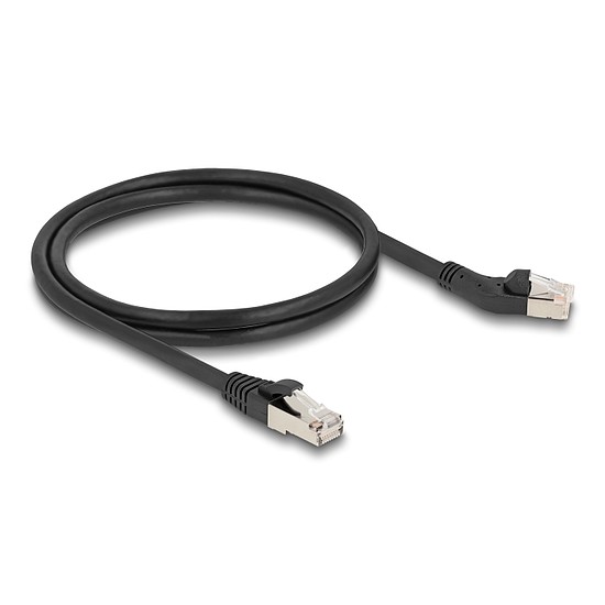 Delock RJ45 hálózati kábel Cat.6A S/FTP 45 -ben jobbra hajlított apa egyenes apa 1 m, fekete (80608)