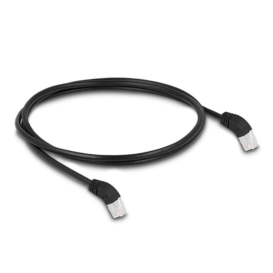 Delock RJ45 hálózati kábel Cat.6A S/FTP 45 fokban felfelé hajló 1 m fekete