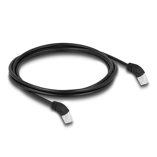 Delock RJ45 hálózati kábel Cat.6A S/FTP 45 fokban felfelé hajló 2 m fekete