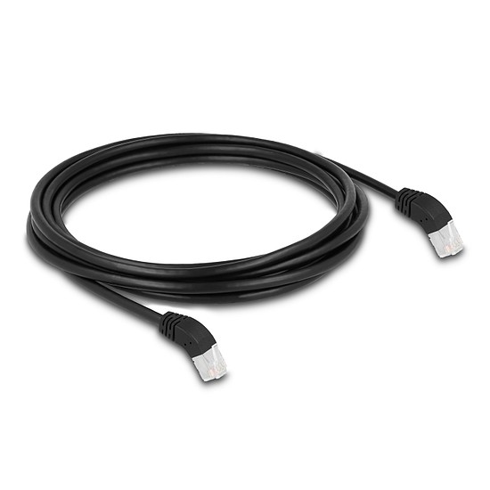 Delock RJ45 hálózati kábel Cat.6A S/FTP 45 fokban felfelé hajló 5 m fekete