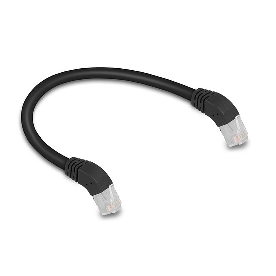 Delock RJ45 hálózati kábel Cat.6A S/FTP 45 fokban lefelé hajló 0,25 m fekete