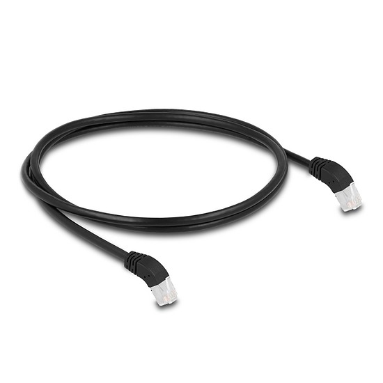 Delock RJ45 hálózati kábel Cat.6A S/FTP 45 fokban lefelé hajló 1 m fekete