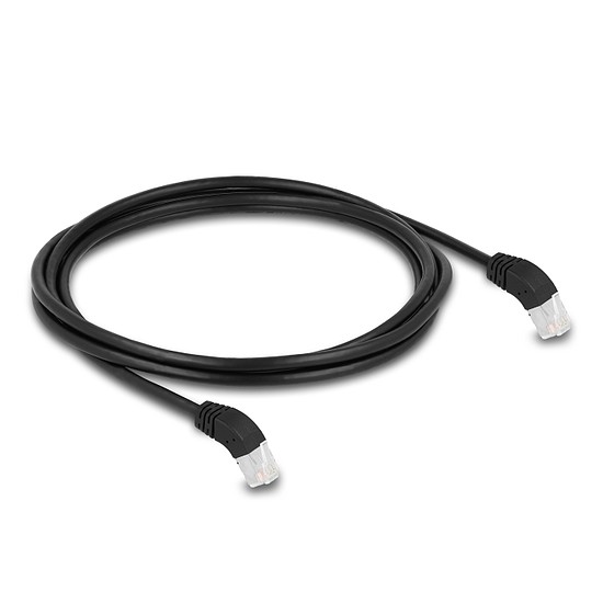 Delock RJ45 hálózati kábel Cat.6A S/FTP 45 fokban lefelé hajló 2 m fekete