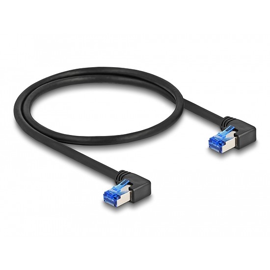 Delock RJ45 hálózati kábel Cat.6A S/FTP jobbra hajló 0,5 m fekete