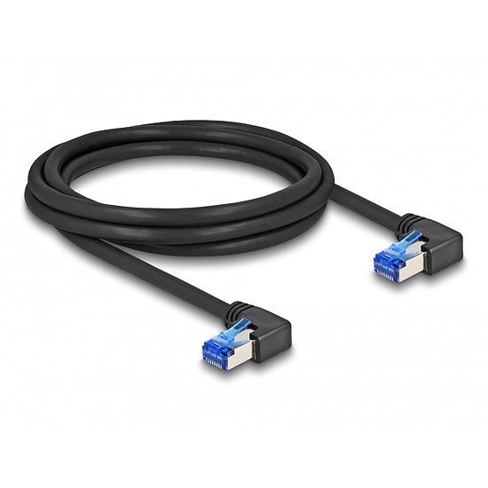 Delock RJ45 hálózati kábel Cat.6A S/FTP jobbra hajló 2 m fekete