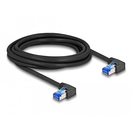 Delock RJ45 hálózati kábel Cat.6A S/FTP jobbra hajló 3 m fekete