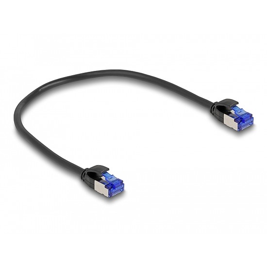 Delock RJ45 hálózati kábel Cat.6A S/FTP vékony 0,25 m fekete