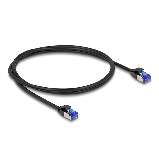 Delock RJ45 hálózati kábel Cat.6A S/FTP vékony 1 m fekete