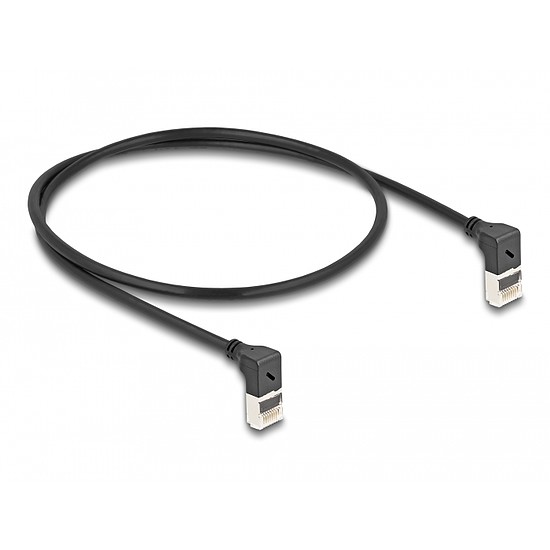 Delock RJ45 hálózati kábel Cat.6A S/FTP vékony 90 fokban felfelé / felfelé hajló 0,5 m fekete