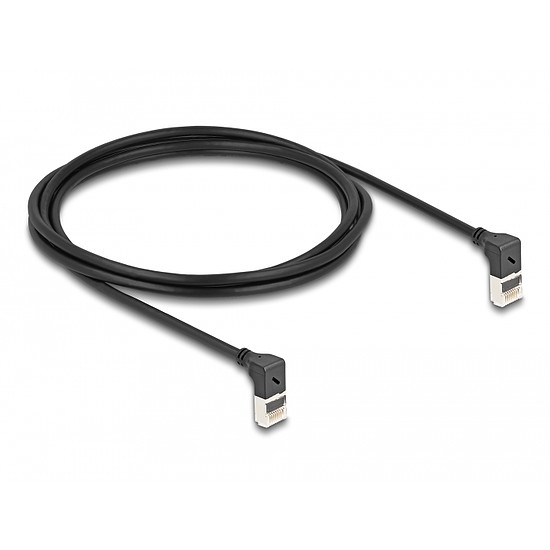 Delock RJ45 hálózati kábel Cat.6A S/FTP vékony 90 fokban felfelé / felfelé hajló 2 m fekete