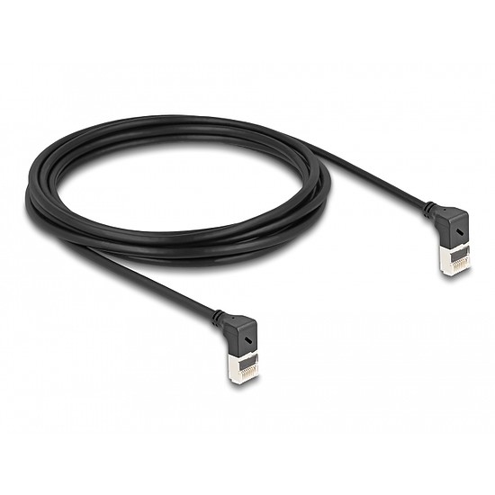 Delock RJ45 hálózati kábel Cat.6A S/FTP vékony 90 fokban felfelé / felfelé hajló 3 m fekete