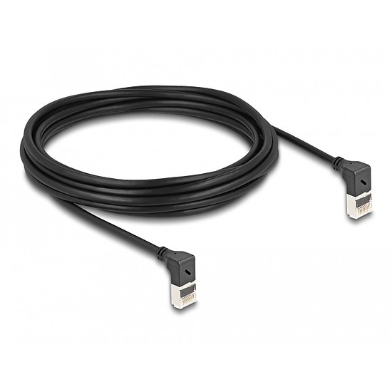 Delock RJ45 hálózati kábel Cat.6A S/FTP vékony 90 fokban felfelé / felfelé hajló 5 m fekete