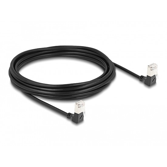 Delock RJ45 hálózati kábel Cat.6A S/FTP vékony 90 fokban lefelé / lefelé hajló 5 m fekete