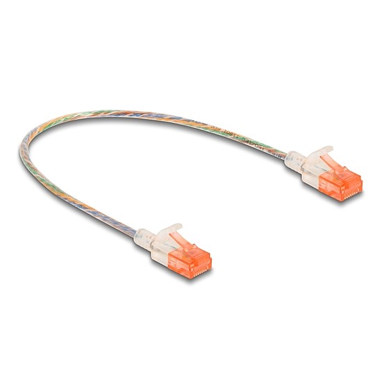 Delock RJ45 hálózati kábel Cat.6A U/UTP vékony 0,3 m áttetsző