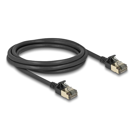 Delock RJ45 hálózati kábel Cat.8.1 F/FTP Slim Pro 2 m, fekete